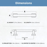 Brainerd Classic Footed (96mm) Center to Center Rectangular Bail/Drop Drawer Pull