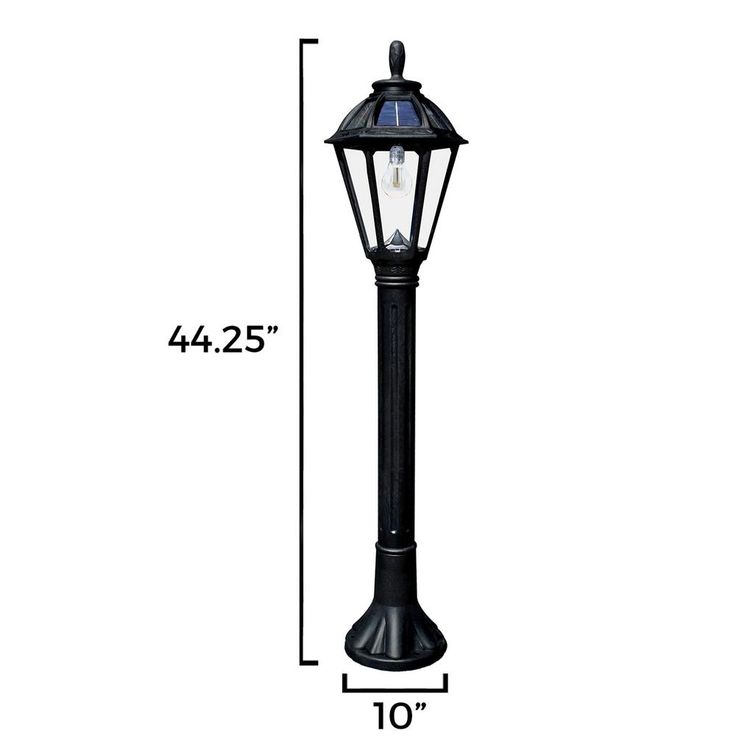 Polaris Solar Medium 1-Light Black Resin LED Outdoor Post Light and Bollard Lamp Post with Warm-White GS LED Bulb
