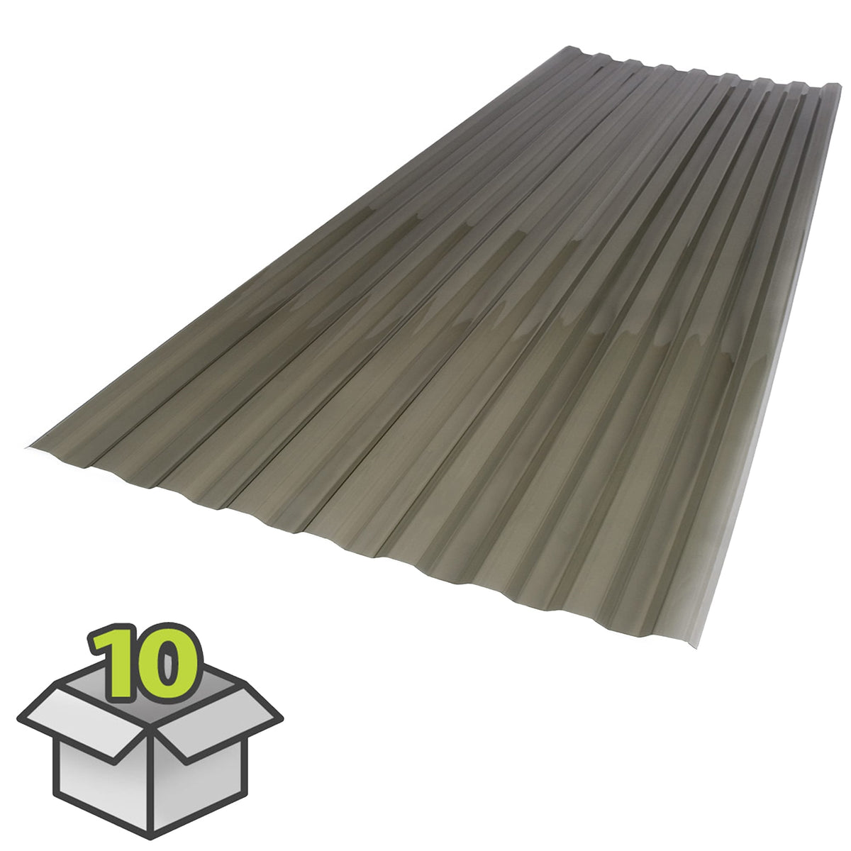 SUNTUF 2-ft x 6-ft Corrugated Solar Grey Polycarbonate Roof Panel, 10-Pack