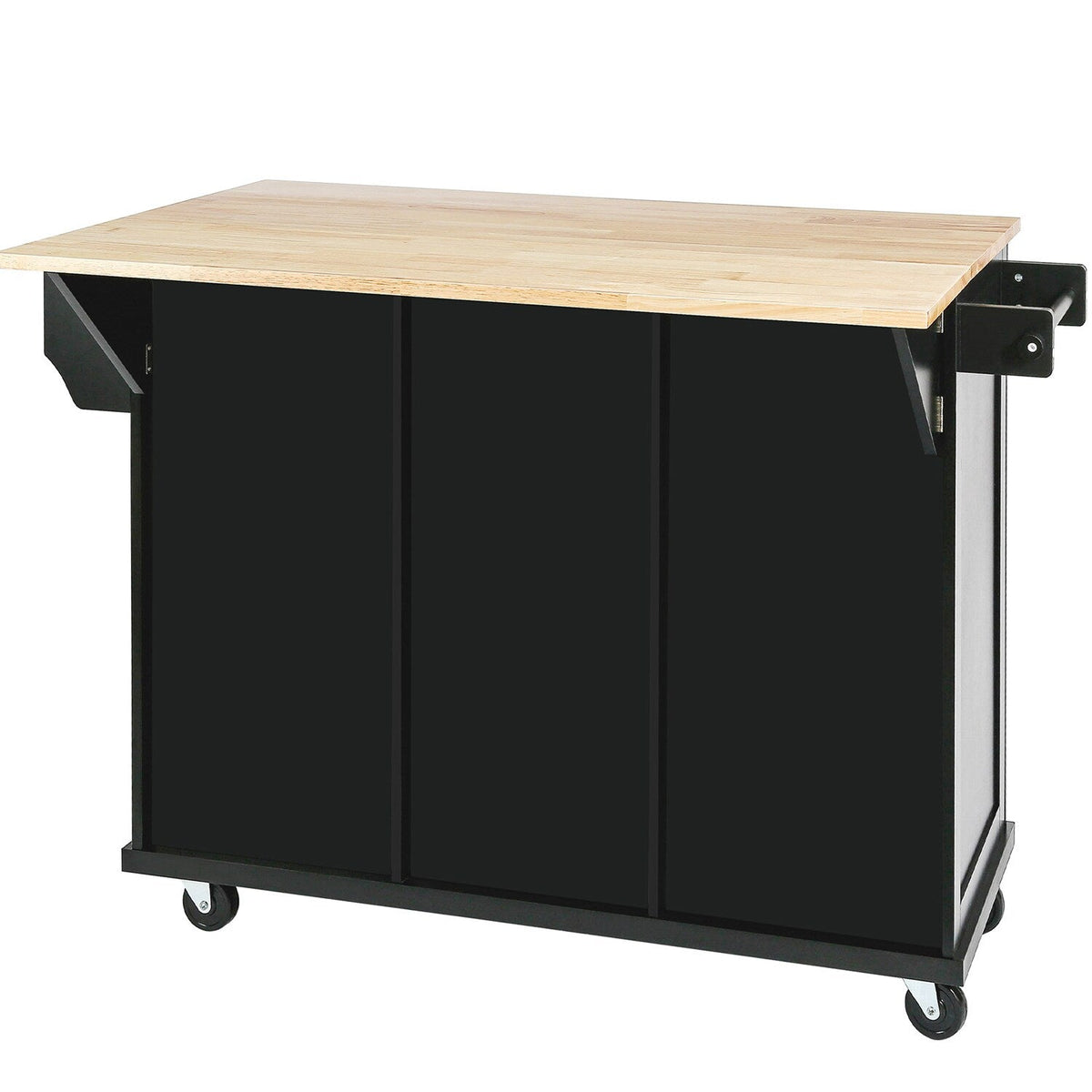 SINOFURN Black Mdf Base with Wood Top Rolling Kitchen Cart (17.7-in x 53.1-in x 37.2-in)
