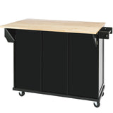 SINOFURN Black Mdf Base with Wood Top Rolling Kitchen Cart (17.7-in x 53.1-in x 37.2-in)
