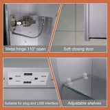 ExBrite Opale 44-in x 30-in Lighted LED Fog Free Surface/Recessed Mount Silver- 30"h Mirrored Soft Close Medicine Cabinet with Outlet