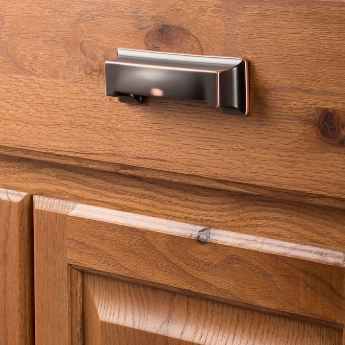 Hickory Hardware Studio 3-in or 3-3/4-in (96mm) Center to Center Oil-Rubbed Bronze Highlighted Rectangular Cup Drawer Pull