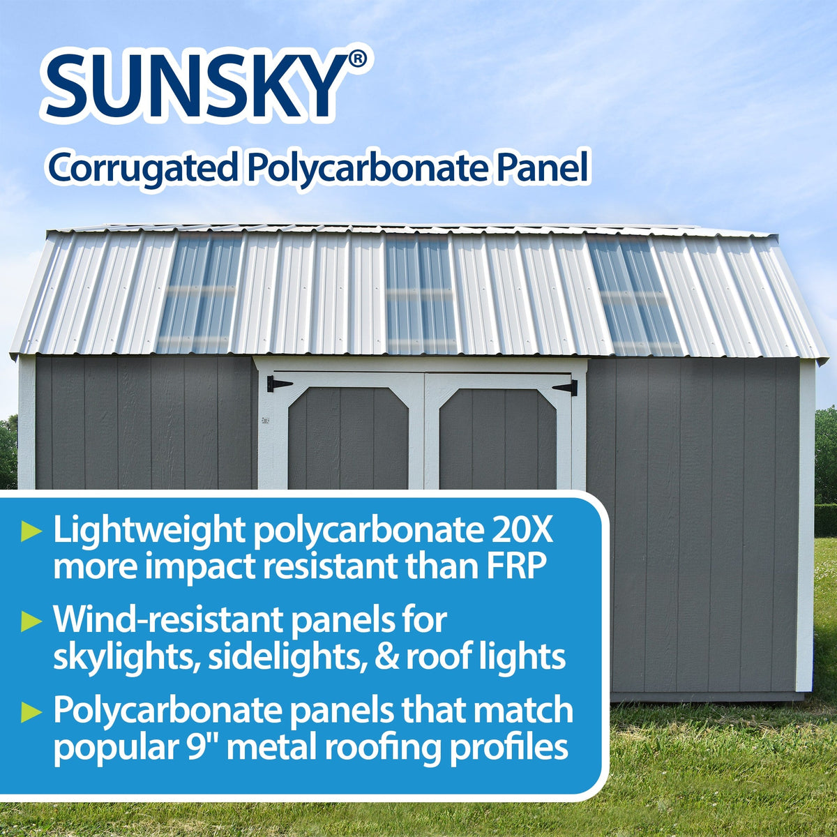 SUNSKY 3-ft x 6-ft Corrugated Clear Polycarbonate Roof Panel, 5-Pack