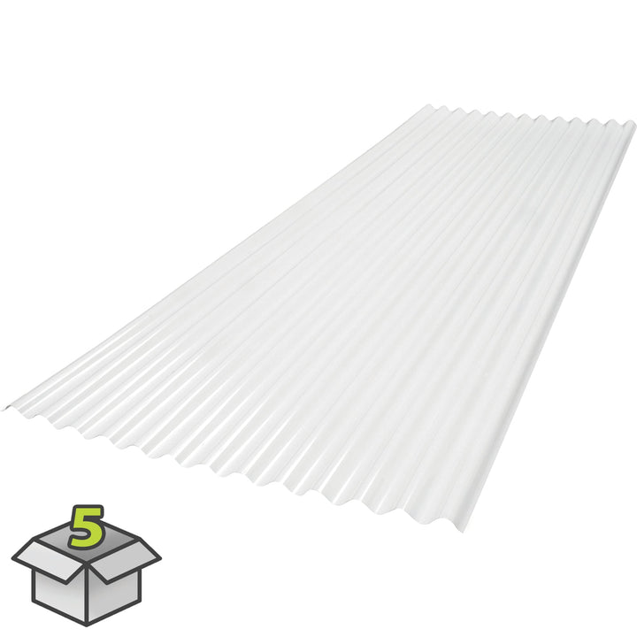 SUNSKY 2-ft x 6-ft Corrugated White Polycarbonate Roof Panel, 5-Pack