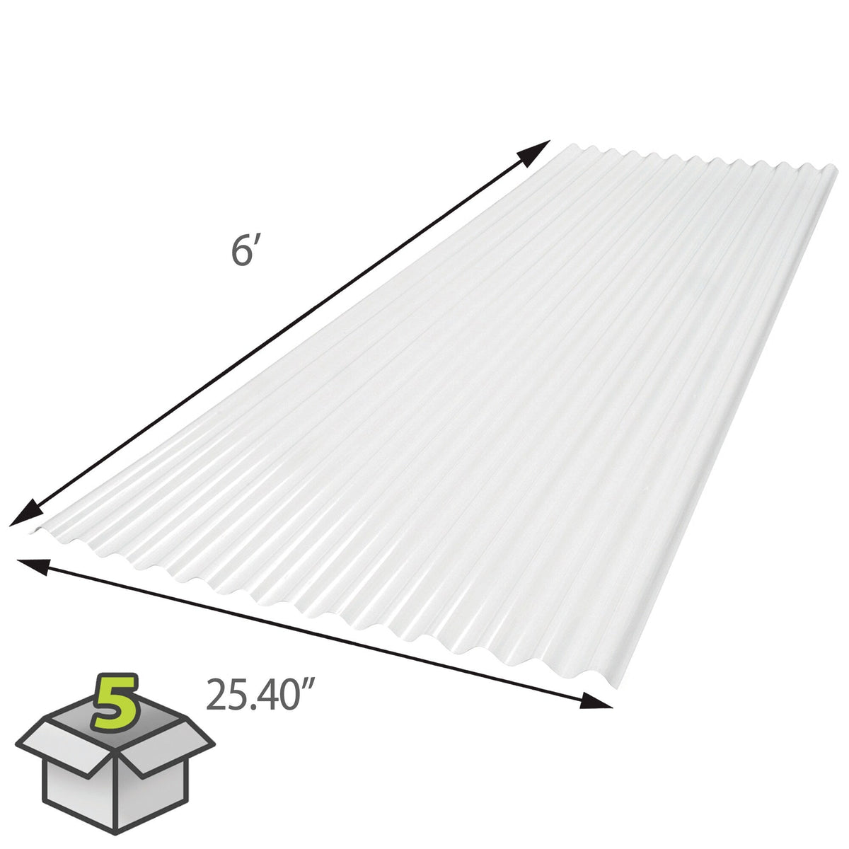 SUNSKY 2-ft x 6-ft Corrugated White Polycarbonate Roof Panel, 5-Pack