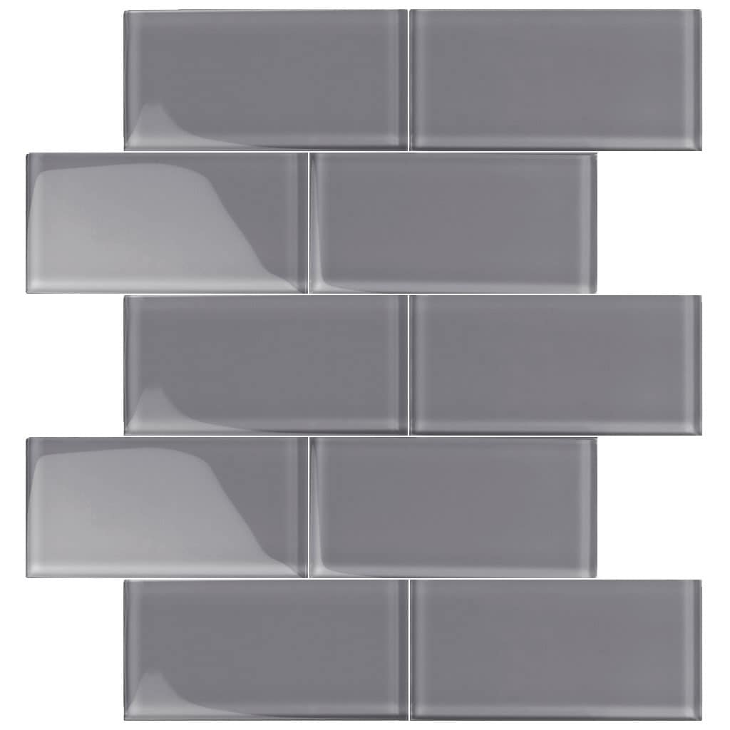 Apollo Tile (Sample) Wall Tile Ash Gray 3-in x 6-in Glossy Glass Subway Wall Tile