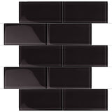 Apollo Tile (Sample) Wall Tile Black 3-in x 6-in Glossy Glass Brick Subway Wall Tile