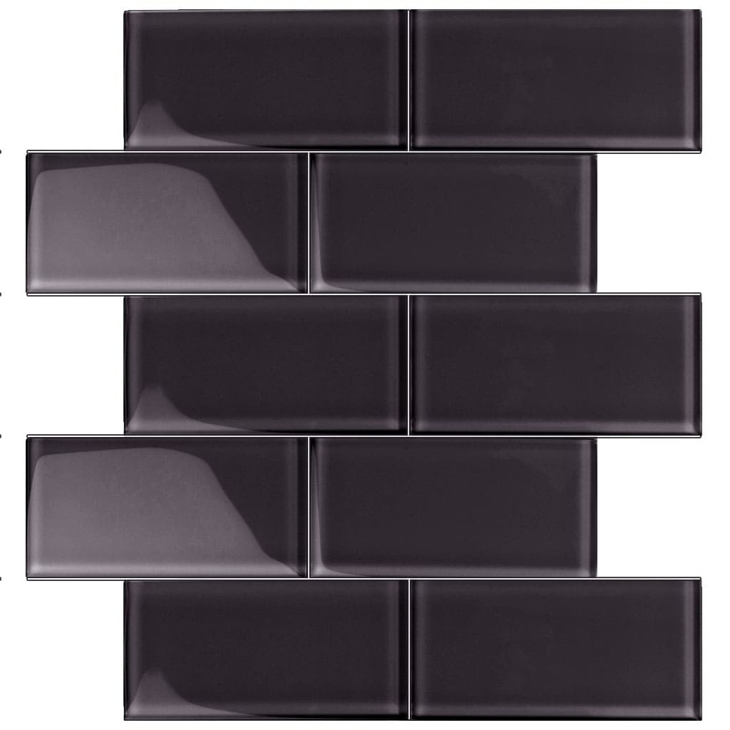 Apollo Tile (Sample) Wall Tile Black 3-in x 6-in Matte Glass Brick Subway Wall Tile