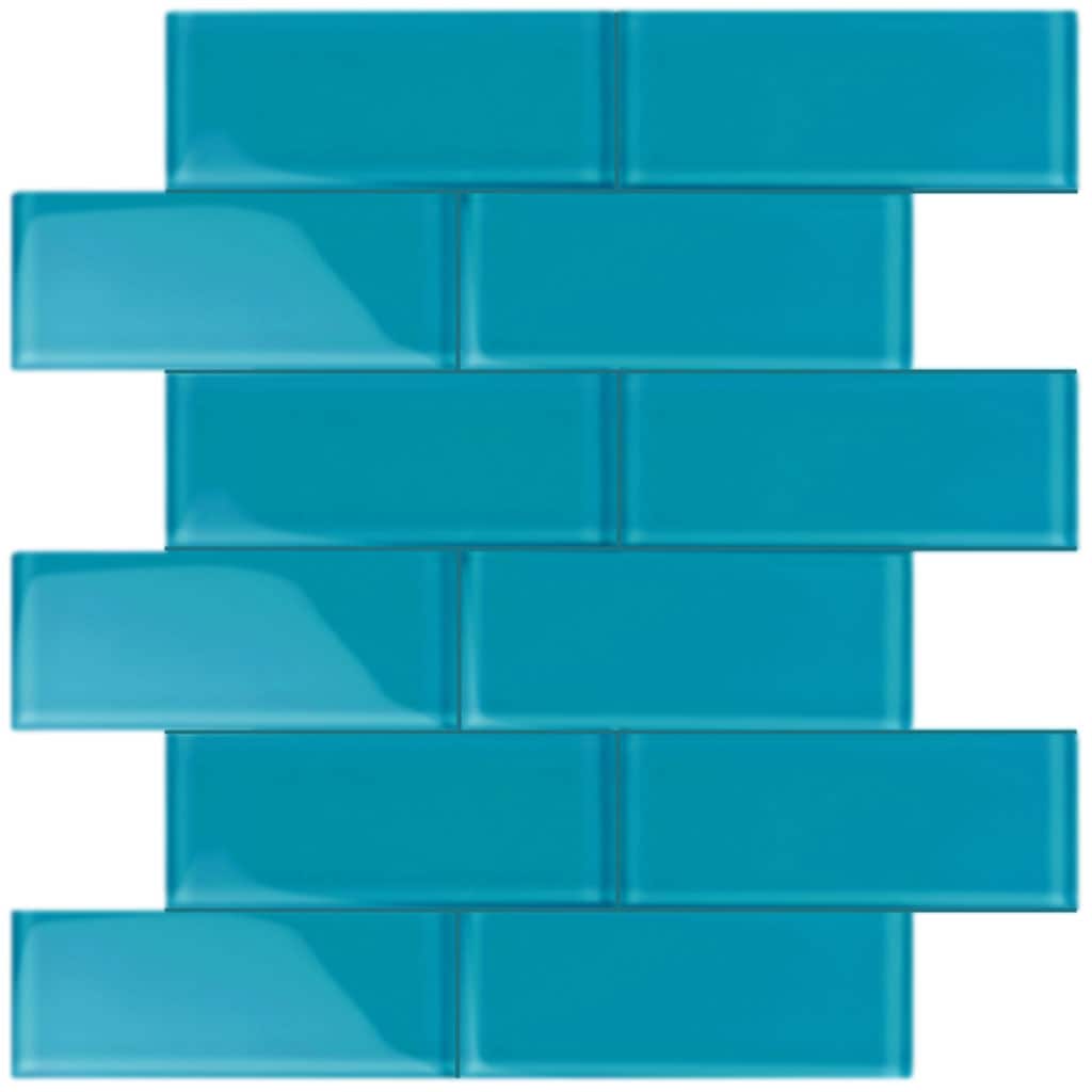 Apollo Tile (Sample) Wall Tile Cerulean Blue 3-in x 12-in Glossy Glass Subway Wall Tile