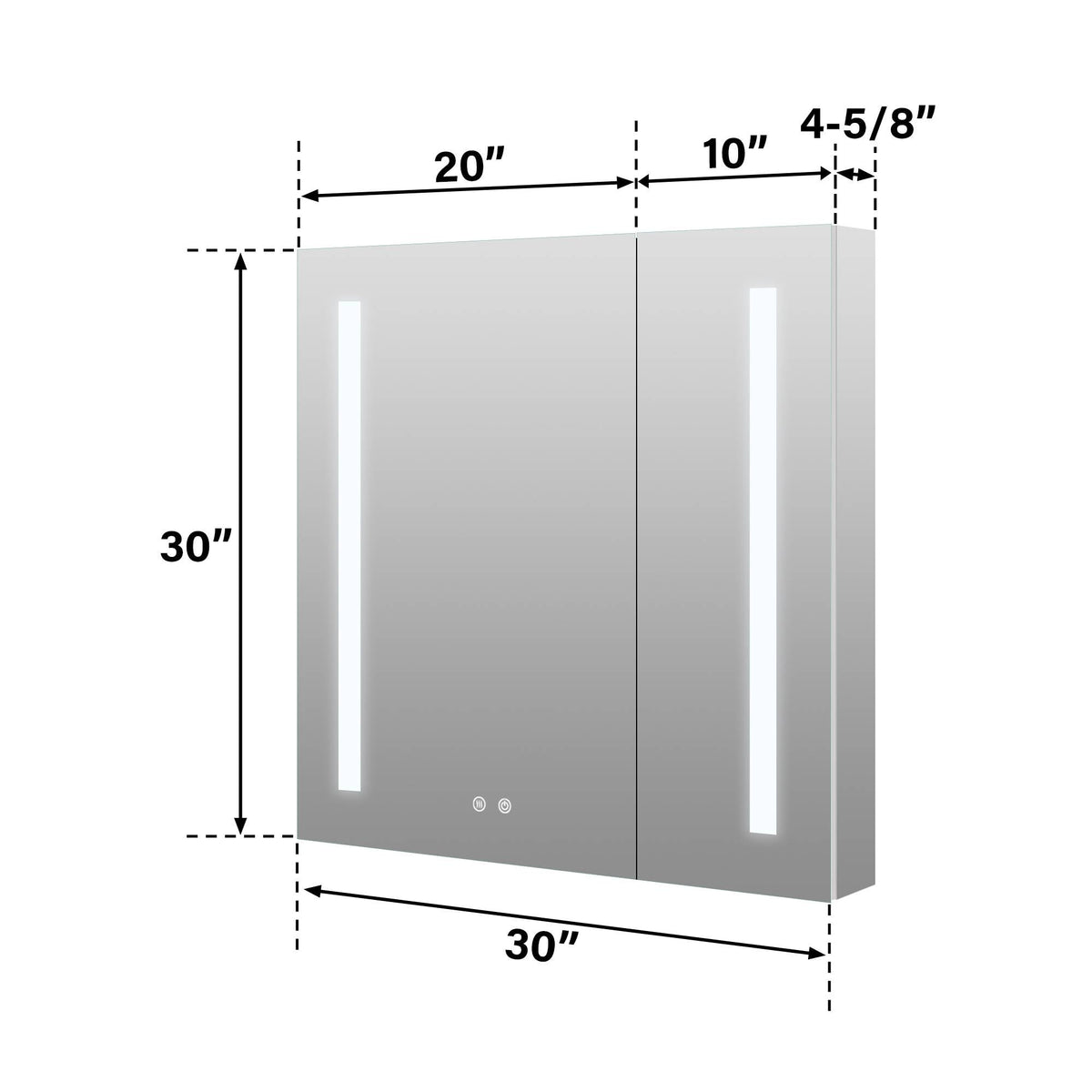 Forclover 30-in x 30-in Lighted LED Fog Free Surface/Recessed Mount Silver Mirrored Soft Close Medicine Cabinet with Outlet