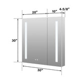 Forclover 30-in x 30-in Lighted LED Fog Free Surface/Recessed Mount Silver Mirrored Soft Close Medicine Cabinet with Outlet