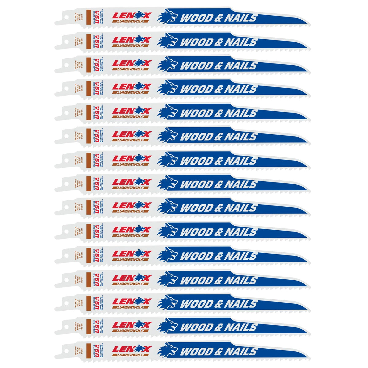 LENOX Power Blast 15-Pack 9-in 6-TPI Wood/Nail Embedded Cutting Reciprocating Saw Blade