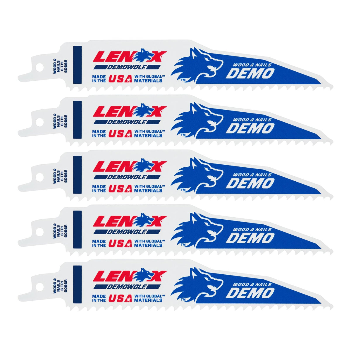 LENOX Power Blast 5-Pack 6-in 6-TPI Demolition Reciprocating Saw Blade