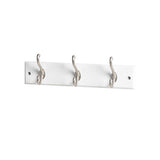 13-7/9 in. L Satin Nickel Scroll 3-Hooks on White Hook Rail - Super Arbor