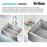 Kraus Kore 32.88-in x 20.25-in Stainless Steel Single Bowl Tall (8-in or Larger) Undermount Apron Front/Farmhouse Workstation Kitchen Sink All-in-One Kit with Drainboard
