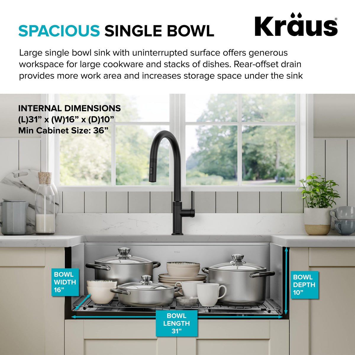 Kraus Kore 32.88-in x 20.25-in Stainless Steel Single Bowl Tall (8-in or Larger) Undermount Apron Front/Farmhouse Workstation Kitchen Sink All-in-One Kit with Drainboard