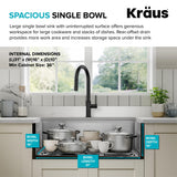 Kraus Kore 32.88-in x 20.25-in Stainless Steel Single Bowl Tall (8-in or Larger) Undermount Apron Front/Farmhouse Workstation Kitchen Sink All-in-One Kit with Drainboard
