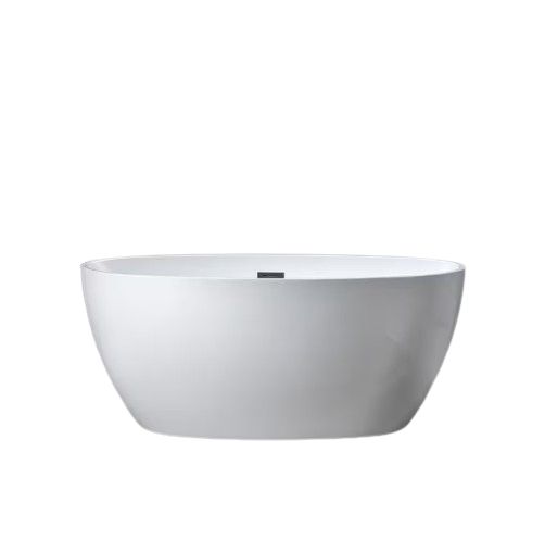 Oslo 55 in. Acrylic Flatbottom Double Ended Bathtub with Matte Black Overflow and Drain Included in White