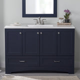 Diamond NOW Cassidy 48.5-in Deep Blue Single Sink Bathroom Vanity with White Cultured Marble Top