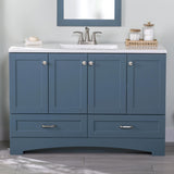 Diamond NOW Cassidy 48-in Admiral Blue Single Sink Bathroom Vanity with White Cultured Marble Top