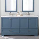 Diamond NOW Cassidy 60.5-in Admiral Blue Double Sink Bathroom Vanity with White Cultured Marble Top