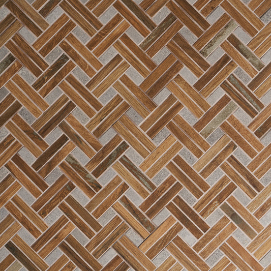Artmore Tile Immortal Oak 9-in x 18-in Matte Porcelain Wood look Herringbone Mosaic Floor and Wall Tile product image