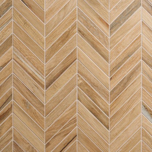 Artmore Tile Immortal Birch 9-in x 18-in Matte Porcelain Wood look Chevron Mosaic Floor and Wall Tile product image