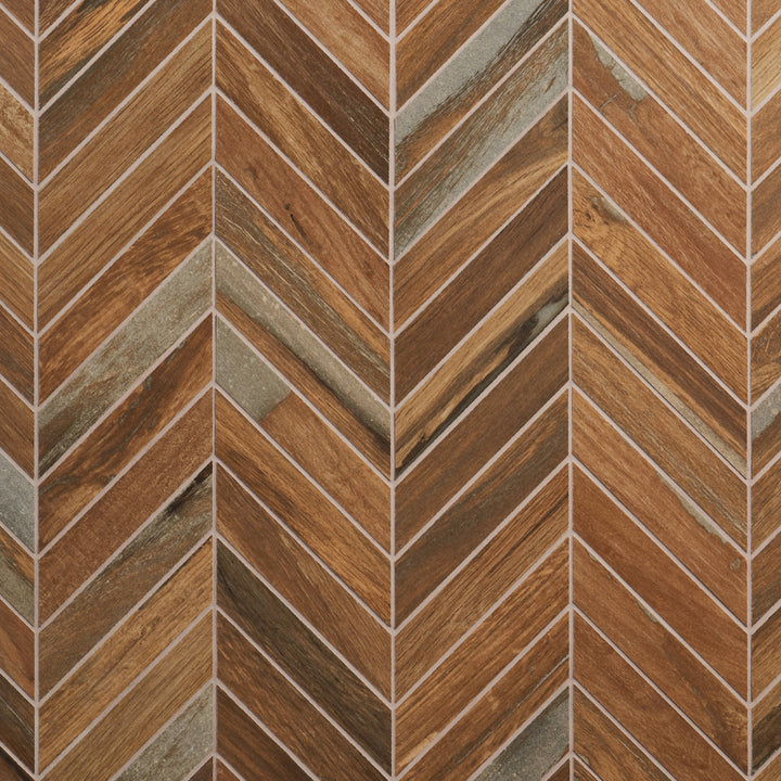 Artmore Tile Immortal Oak 9-in x 18-in Matte Porcelain Wood look Chevron Mosaic Floor and Wall Tile product image