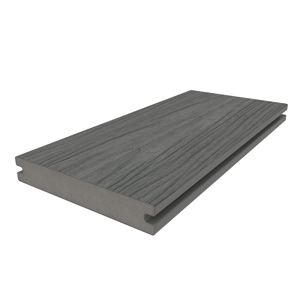 NewTechWood Magellan Solid Board with Groove 8-ft Westminster Gray Grooved Composite Deck Board (49-Pack)