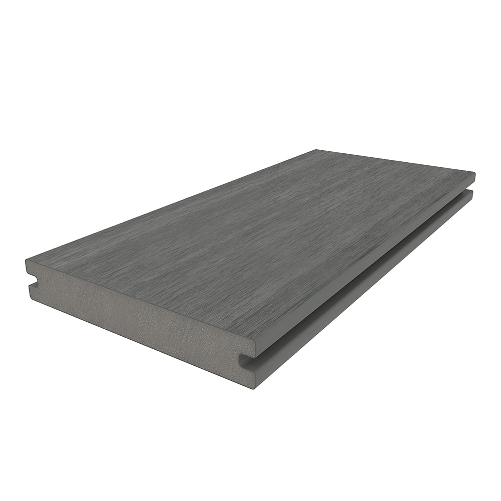 NewTechWood Magellan Solid Board with Groove 8-ft Westminster Gray Grooved Composite Deck Board (49-Pack)