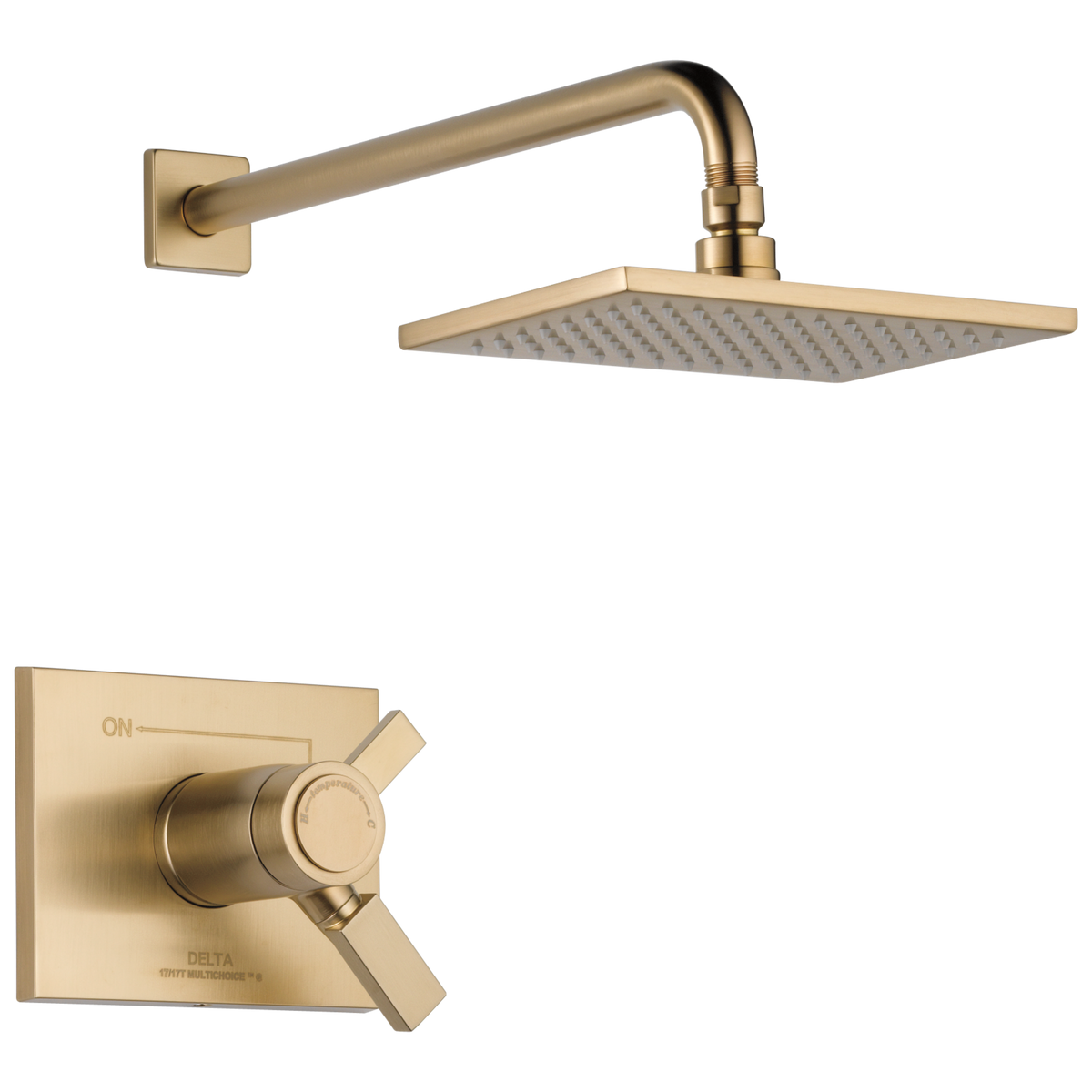 Delta Vero TempAssure Champagne Bronze 2-Handle Single-Function Shower Faucet Trim Kit, 5.7-in Square Shower Head