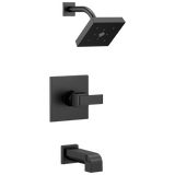 Delta Ara Matte Black 1‑Handle Bathtub and Shower Faucet, Square 5.31-in Shower Head