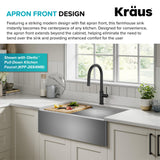 Kraus Kore 32.88-in x 20.25-in Stainless Steel Single Bowl Tall (8-in or Larger) Undermount Apron Front/Farmhouse Workstation Kitchen Sink All-in-One Kit with Drainboard