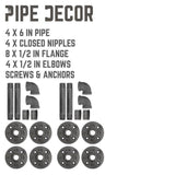 1/2 in. Black Pipe 7.75 in D x 2.5 in. H Wall Mounted Double Flange Shelf Bracket Kit (4-Pack)