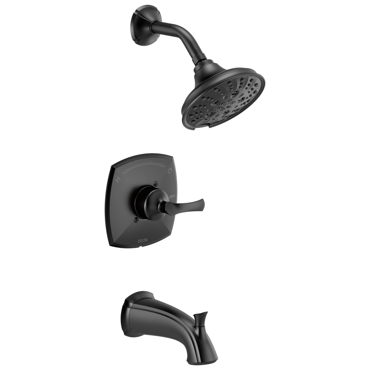 Delta Sandover Matte Black 1-Handle Bathtub and Shower Faucet with Valve, 6-in Showerhead