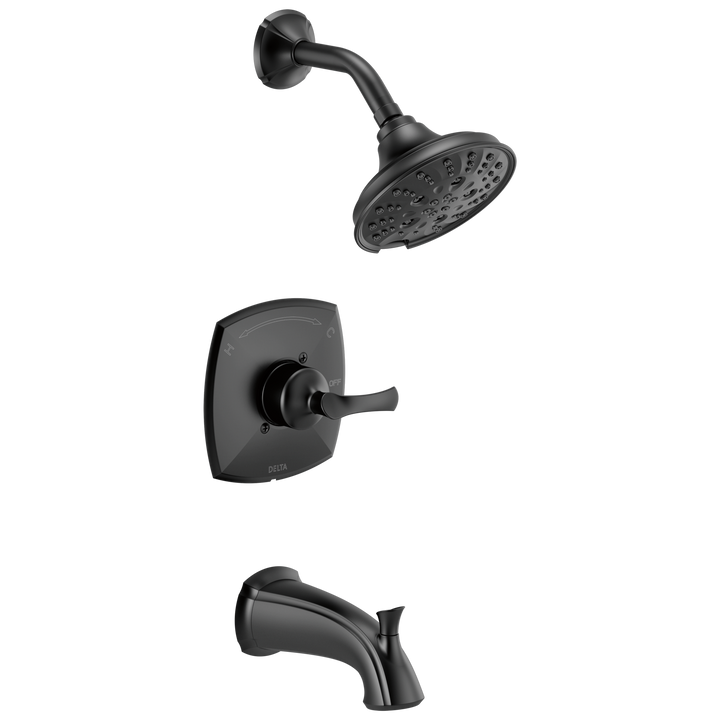 Delta Sandover Matte Black 1-Handle Bathtub and Shower Faucet with Valve, 6-in Showerhead