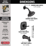 Delta Sandover Matte Black 1-Handle Bathtub and Shower Faucet with Valve, 6-in Showerhead