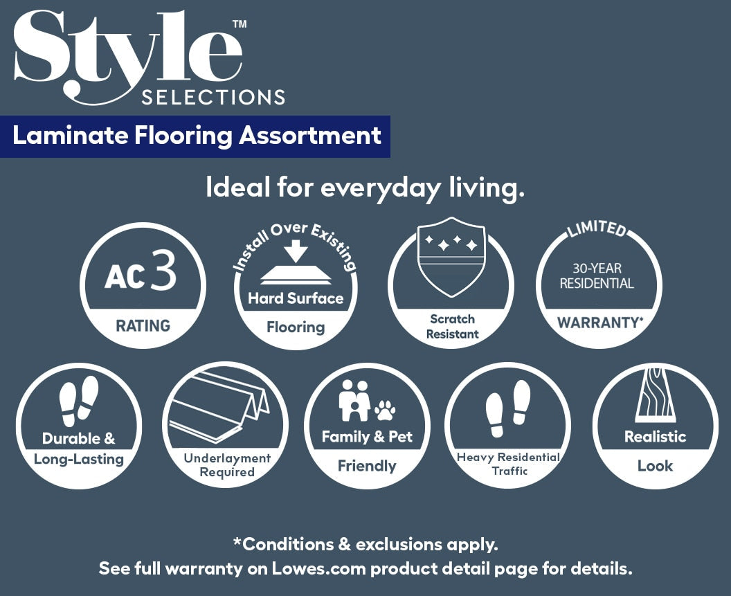 Style Selections Warm Honey Oak 7-mm T x 8-in W x 48-in L Wood Plank Laminate Flooring (23.91-sq ft / Carton)