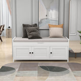 Qualler Modern White Storage Bench 43.5-in x 16-in x 18-in