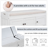 Qualler Modern White Storage Bench 43.5-in x 16-in x 18-in