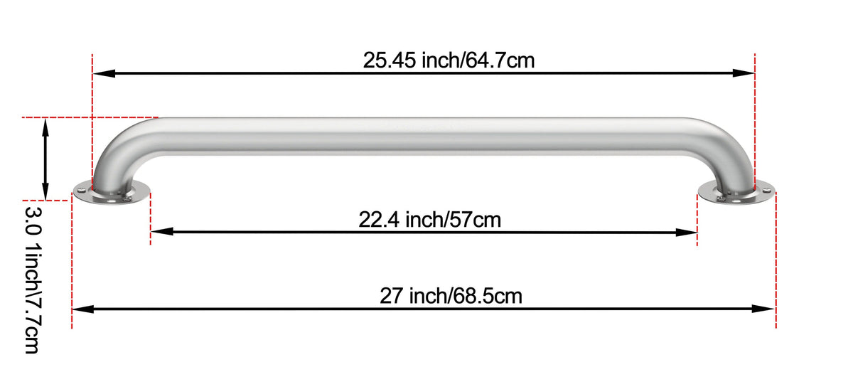 Project Source Exposed Screw 24-in Stainless Steel Wall Mount ADA-Compliant Grab Bar, 500-lb Capacity