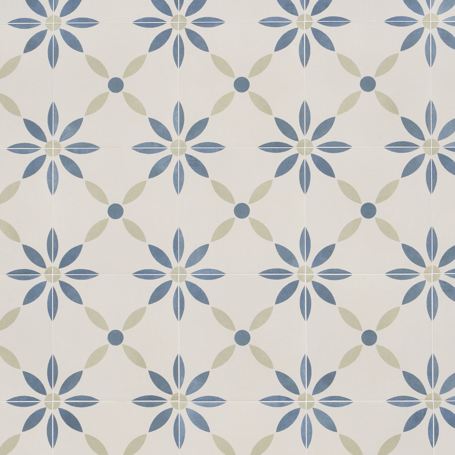 Artmore Tile Agave White Flower 9-in x 9-in Matte Porcelain Encaustic Floor and Wall Tile product image