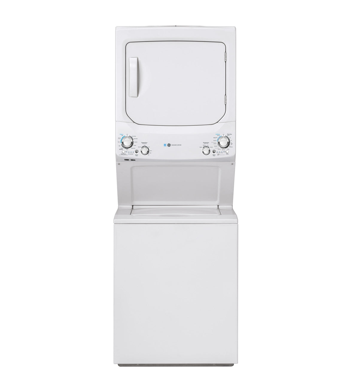 GE Gas Stacked Laundry Center with 3.9-cu ft Washer and 5.9-cu ft Dryer, ENERGY STAR, White (GUD27GESNWW)