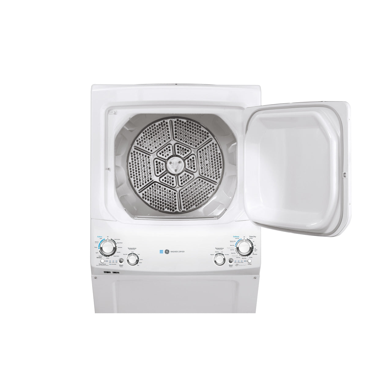 GE Gas Stacked Laundry Center with 3.9-cu ft Washer and 5.9-cu ft Dryer, ENERGY STAR, White (GUD27GESNWW)