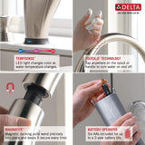 Delta Mateo Touch2O Arctic Stainless 1-Handle Deck-Mount Pull-Down Touch Kitchen Faucet
