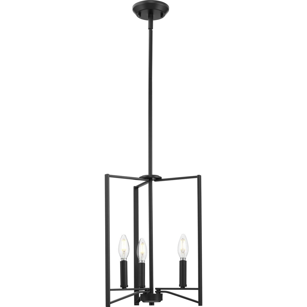 Progress Lighting Roxobel 3-Light Matte Black Modern/Contemporary Square Medium Hanging Pendant Light