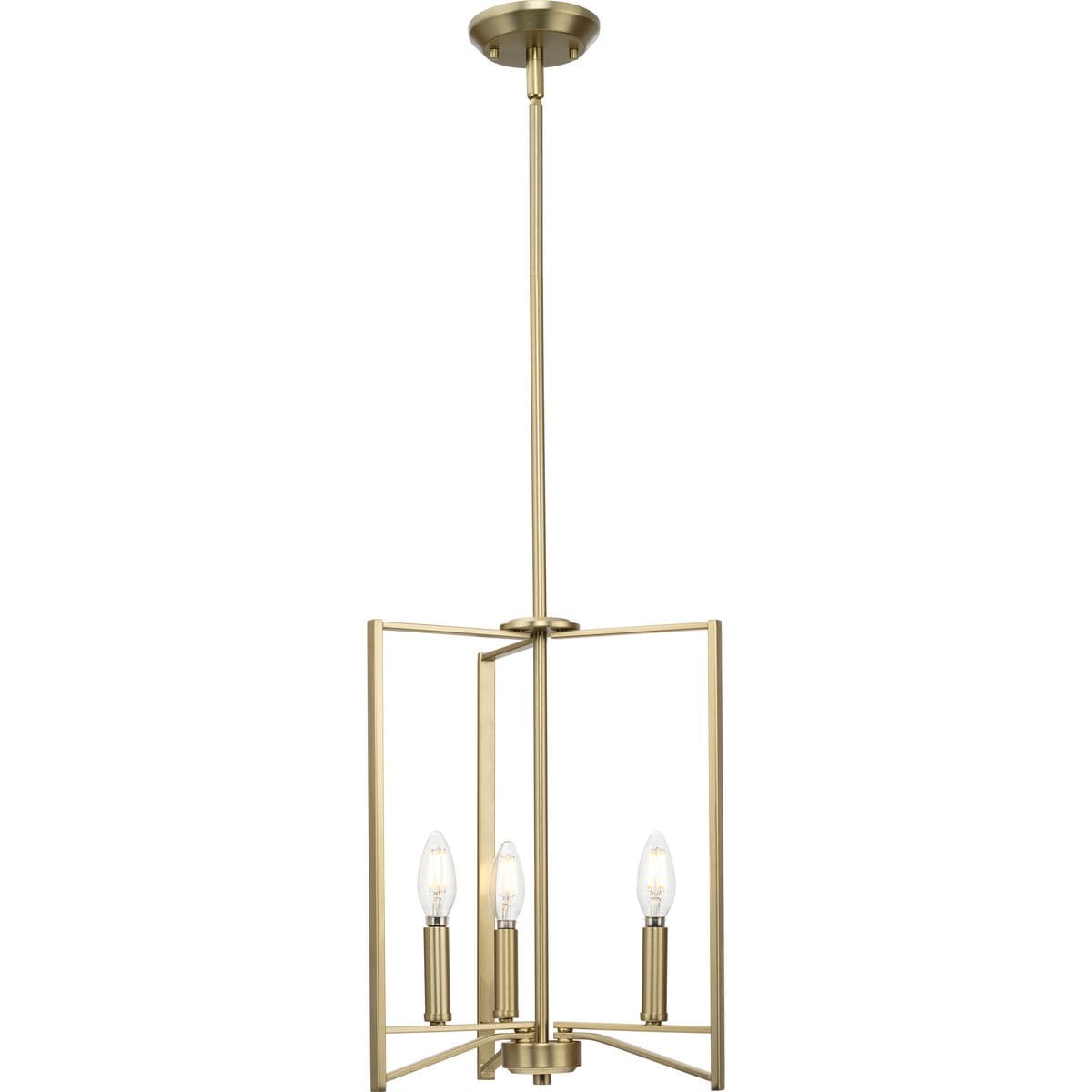 Progress Lighting Roxobel 3-Light Brushed Gold Modern/Contemporary Square Medium Hanging Pendant Light