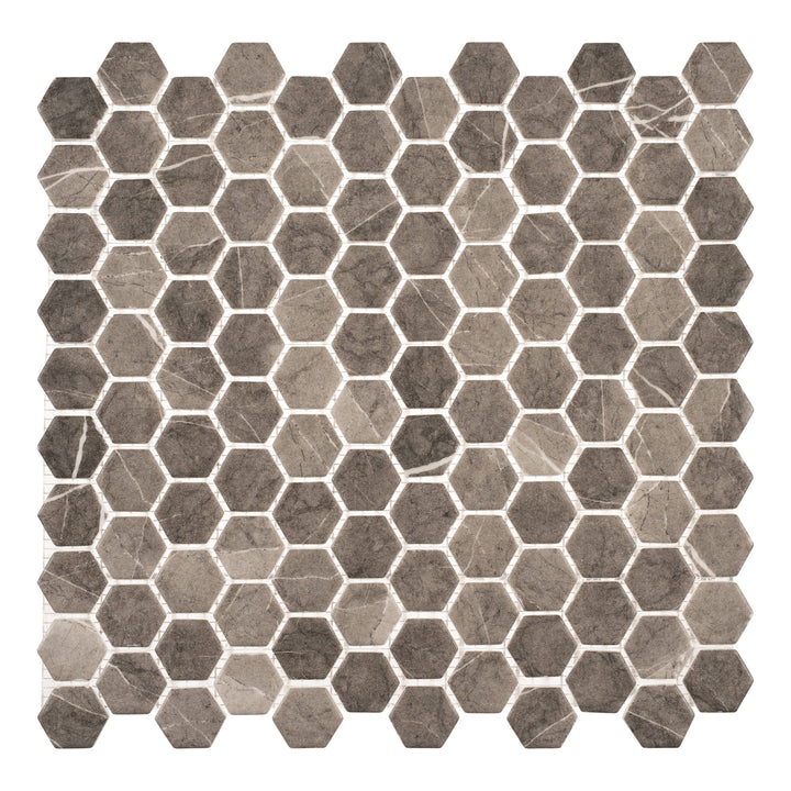 Andova Tiles TRILLION Fossil 12-in x 12-in Matte Recycled glass Patterned Hexagon Mosaic Floor and Wall Tile product image