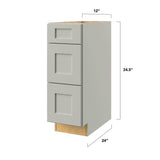allen + roth Stonewall 12-in W x 34.5-in H x 24-in D Stone 3-Drawer Base Fully Assembled Cabinet (Flat Panel Style)